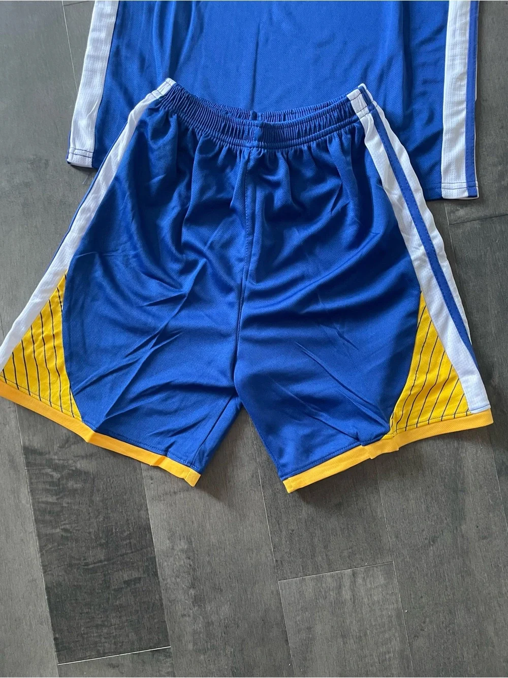Stephen Curry #30 Blue and Yellow warriors away Basketball Jersey and Shorts Set
